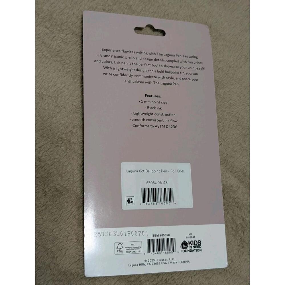 (5 Pack) U Brands Laguna Ballpoint Pens, 6 Count, Foil Dots , Bold (1.0Mm) Point - Picture 2 of 2